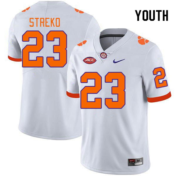 Youth #23 Peyton Streko Clemson Tigers College Football Jerseys Stitched-White